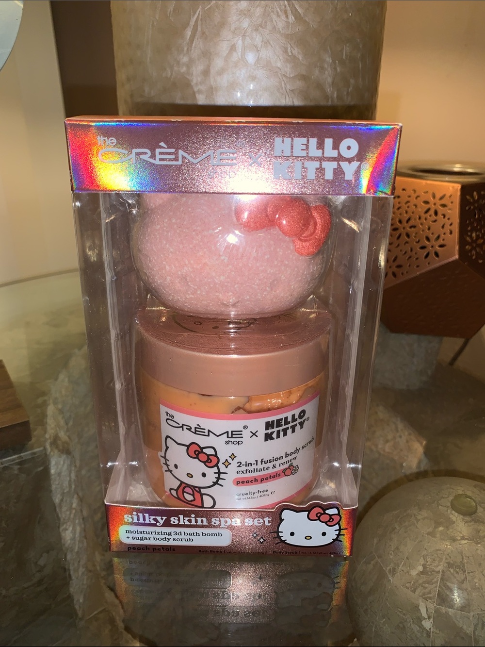 The Crème Shop x Hello Kitty Silky Skin Spa Set in Peach Petals
